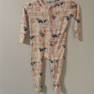 Charming Farmyard Print Kids Footie